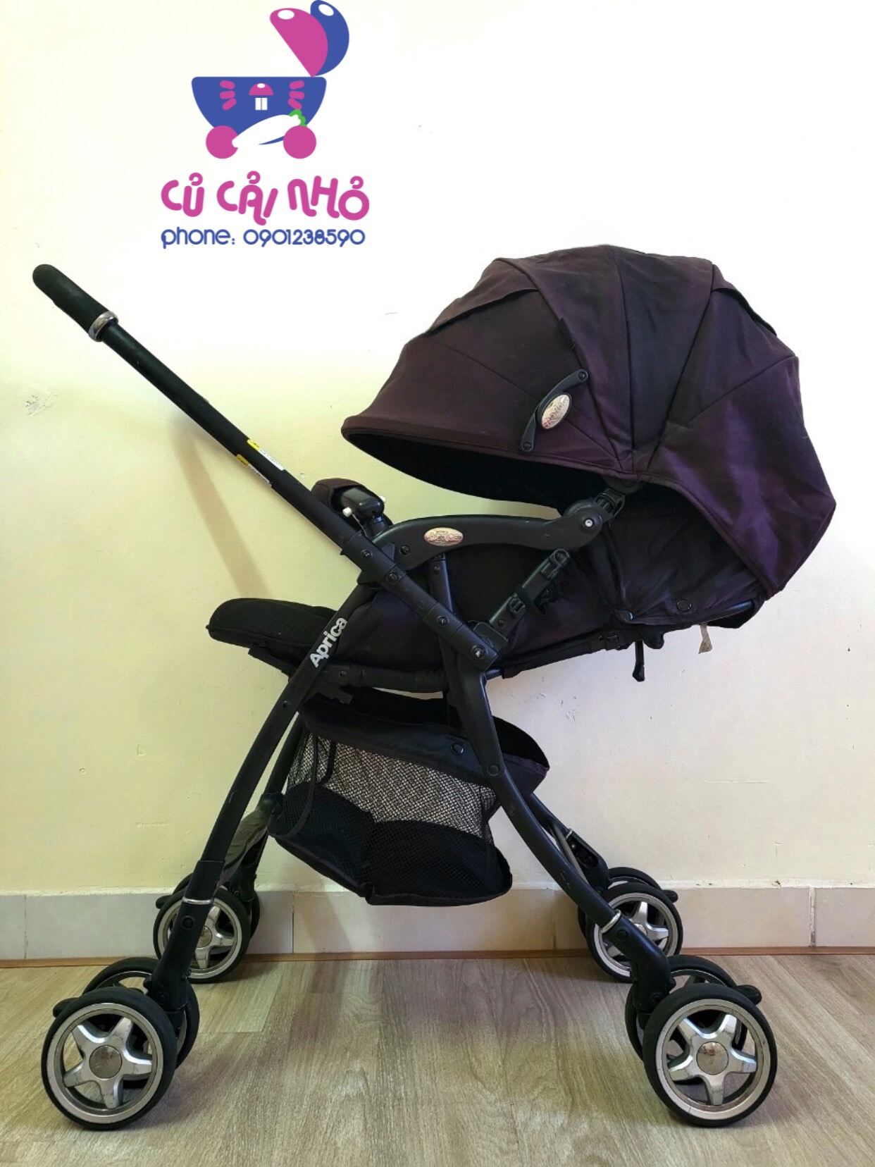 Xe đẩy APRICA AIR RIA LUXUNA - 4 bánh xoay 360 độ - 2 chiều  Nội địa Nhật