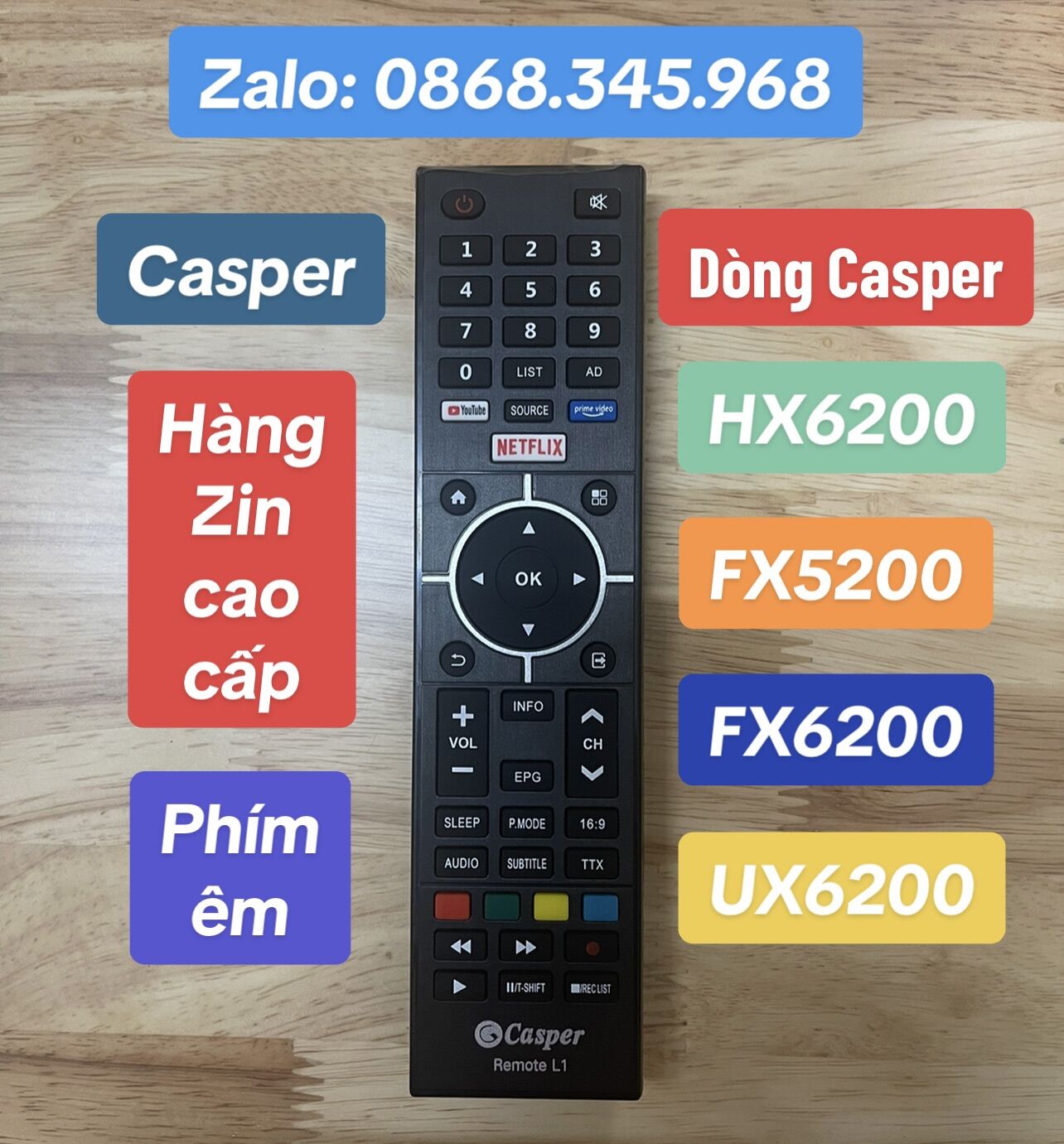 Remote điều khiển Tivi Casper L1 hàng Zin cao cấp