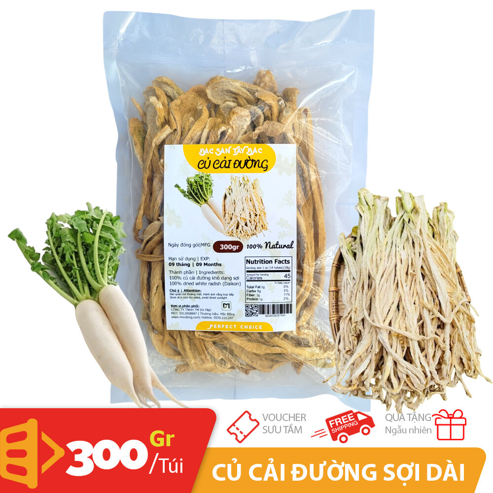Túi 300gr củ cải khô Tây Bắc sợi to dài handmade thuần nông Việt
