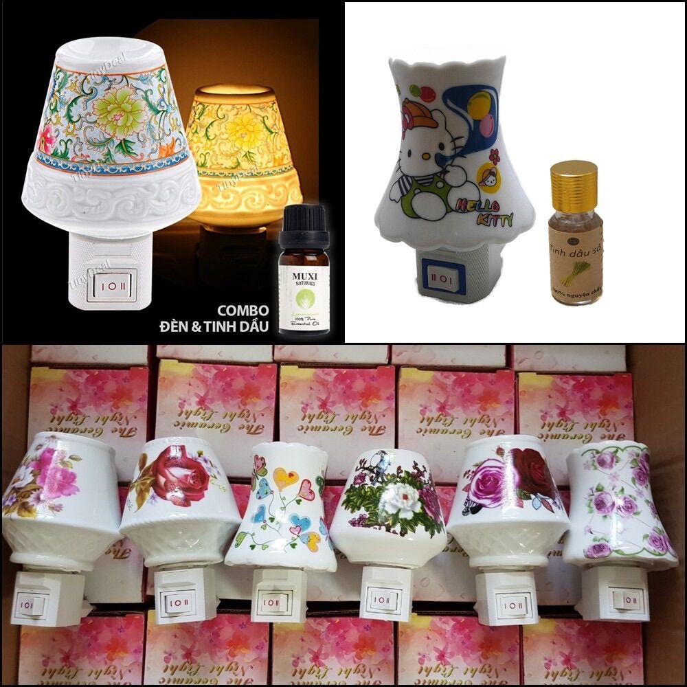 Đèn ngủ sứ xông tinh dầu thơm phòng kiểu đèn ngủ cắm tường