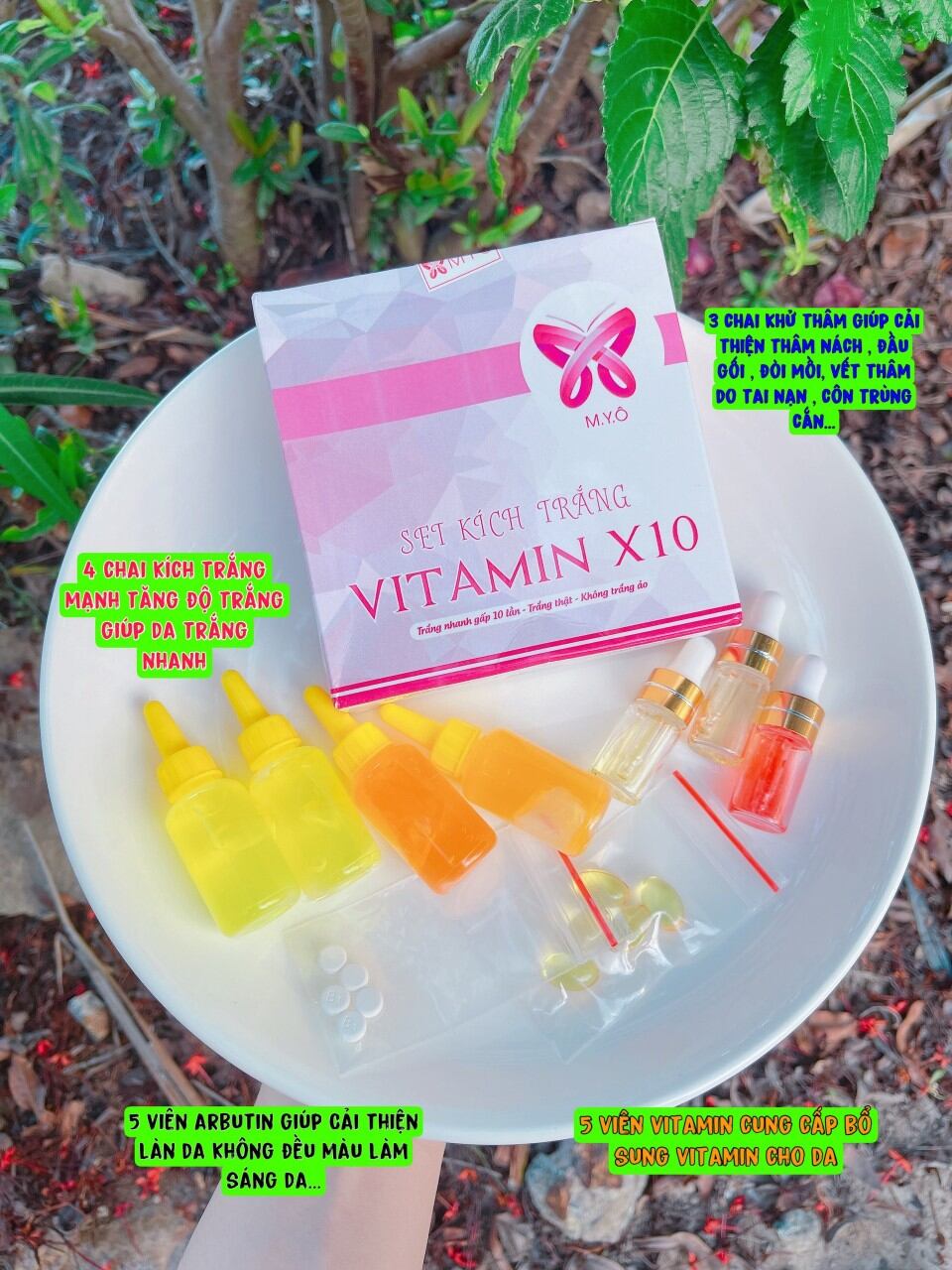 Set kích trắng vitamin x10 tăng độ trắng gấp 10 lần