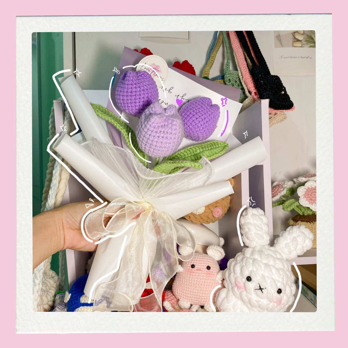 Hoa Tulip handmade bằng len