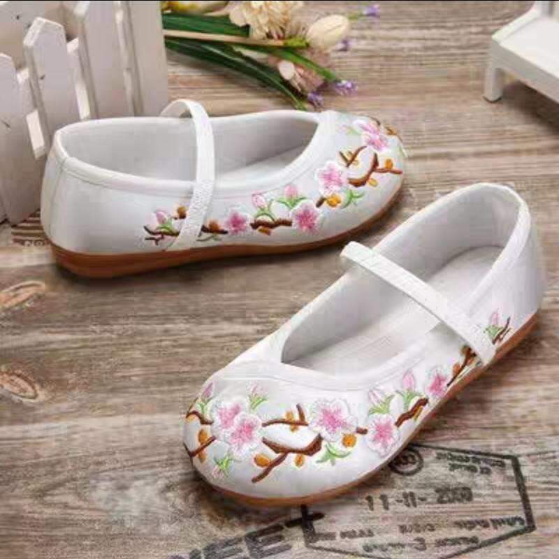 Giày cũ giày vải thủ công bắc kinh giày thêu hoa trẻ em giày hán phục bé trai phong cách trung quốc cổ điển biểu diễn buồm