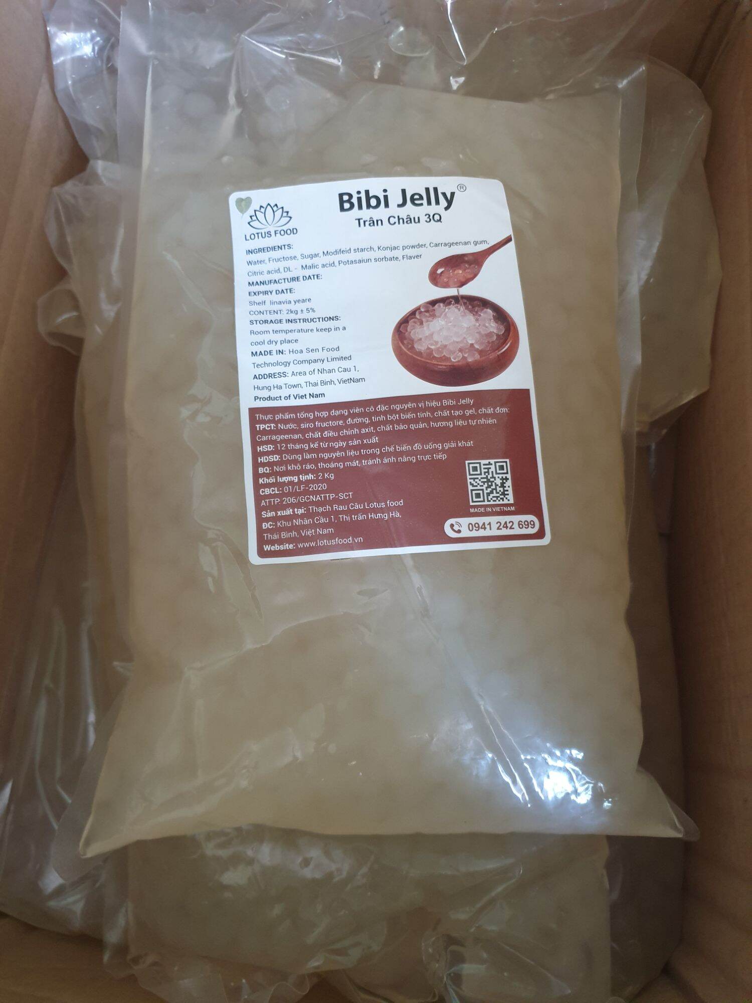 Thạch Trân châu Bibi 3Q Jelly trắng  bịch 2kg