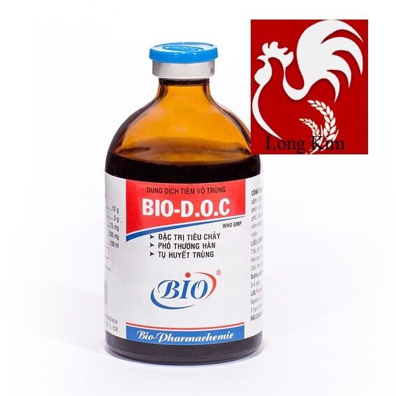 Bio D.O.C (100ml/lọ) Tiêu chảy, Thương hàn, Tụ huyết trùng trên gà đá, heo, trâu, bò, dê, cừu, chó, mèo, gia cầm