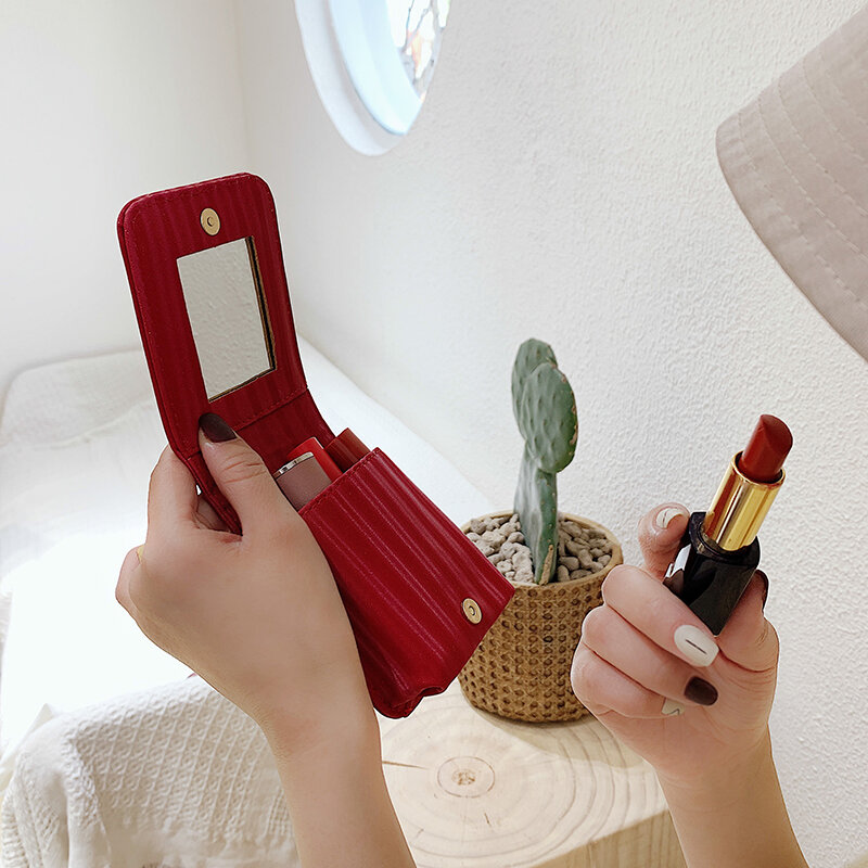 Túi Đựng Son Nữ Túi Đựng Mỹ Phẩm Phong Cách Instagram Mini Túi Đựng Son Cầm Tay Du Lịch Cầm Tay Tiện Mang Theo Người Kèm Gương Trang Điểm