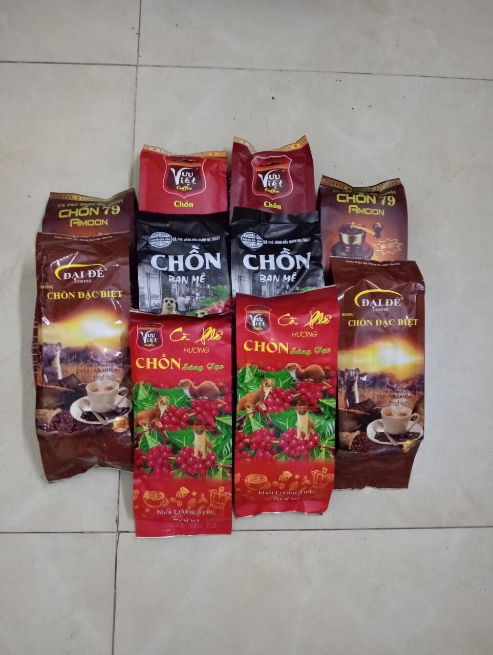 Combo 5kg cà phê hương Chồn 1kg đặc biệt, 1kg sáng tạo, 1kg Ban mê, 1kg 79, 1kg Đỏ Nâu