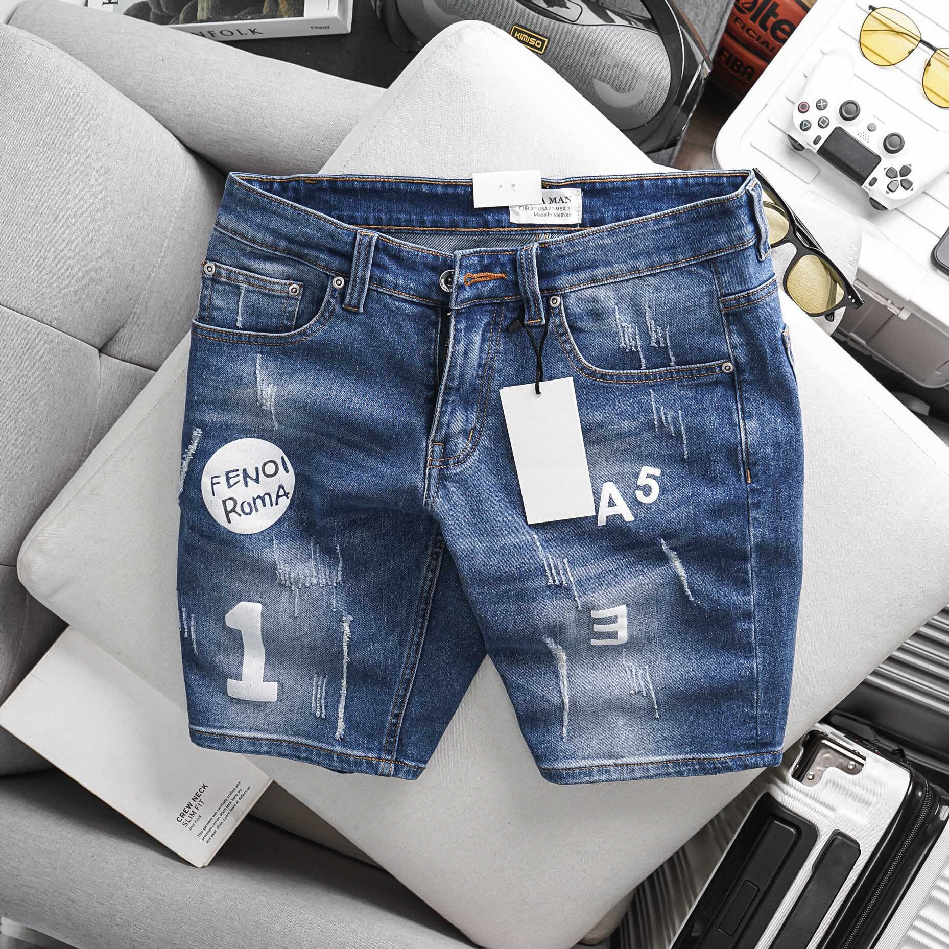 Quần Short Jean Nam bigsize co giãn ôm chân VNXK cao cấp Short Bò bigsize
