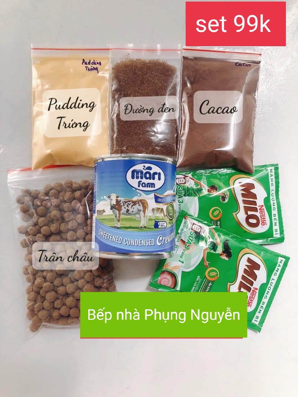 Set milo dầm kèm topping