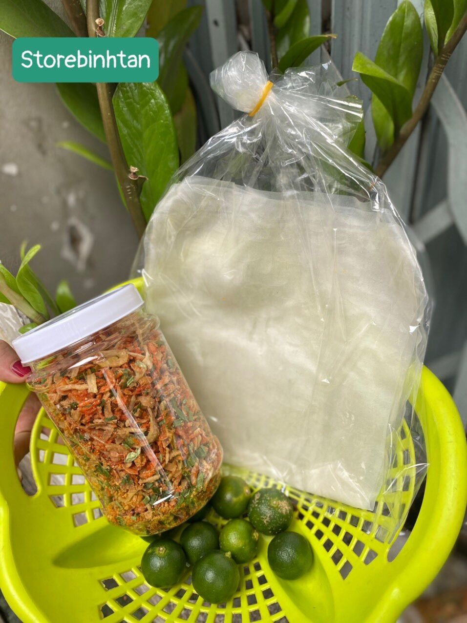 Hủ 200gr muối tôm hành phi thơm ngon đặc sản Tây Ninh+ 50gr Bánh tráng dùng thử tặng