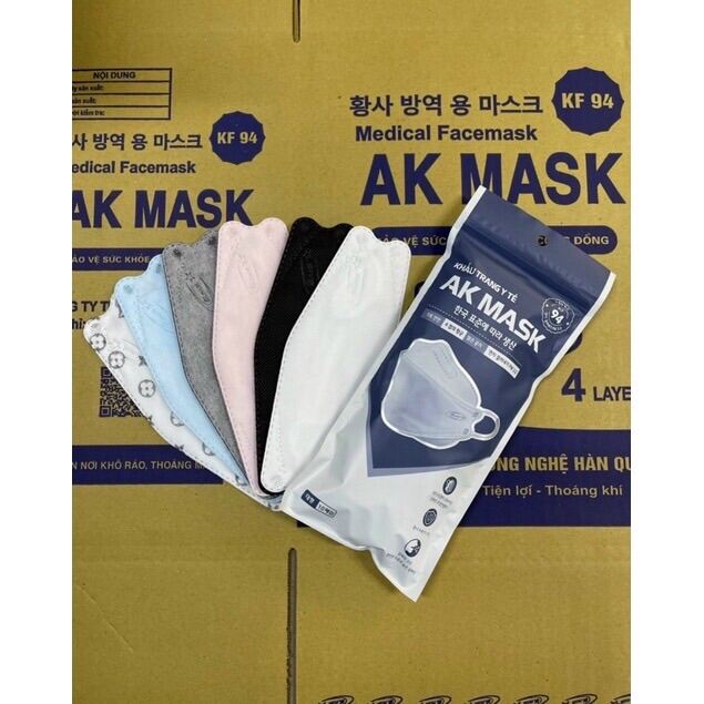 Thùng 300 chiếc khẩu trang KF94 Hàn Quốc chính hãng AK MASK, khẩu trang y tế dày dặn chống vi khuẩn bụi mịn chất lượng