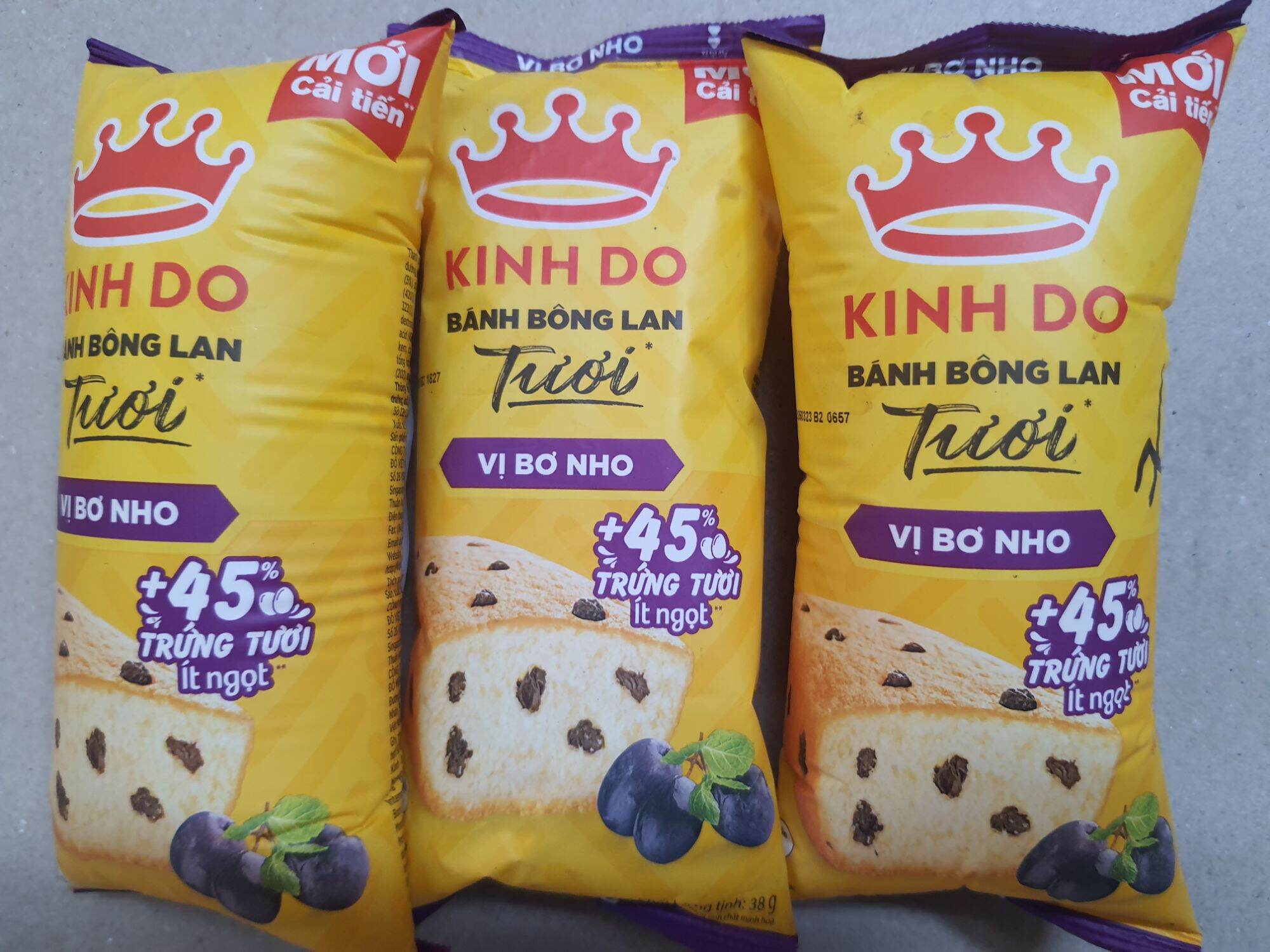 [HCM]Bânh Bông Lan Bơ Nho Kinh Đô 40gam ( Lốc 10 Bánh)