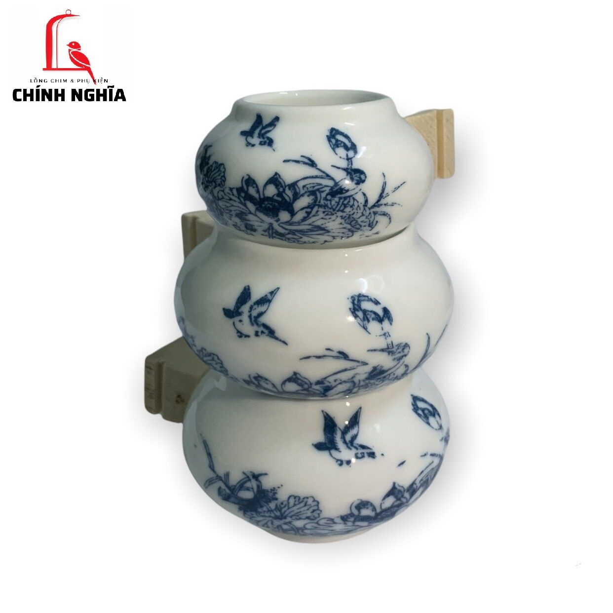 Cóng sứ chim chào mào 1 bộ 3 cái