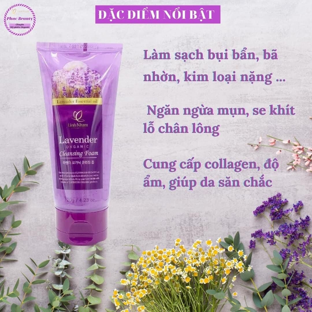 Kem Rửa Mặt Lavender Organic Linh Nhâm- Sữa Rửa Mặt Chiết Xuất Thiên Nhiên- Làm Sạch Da- Loại Bỏ Chất Bẩn- Bã Nhờn- Giữ Độ Ẩm Cho Da, 120gr