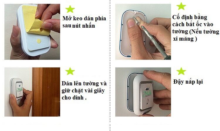Bộ 1 chuông cửa không dây 2 nút bấm MOLI.