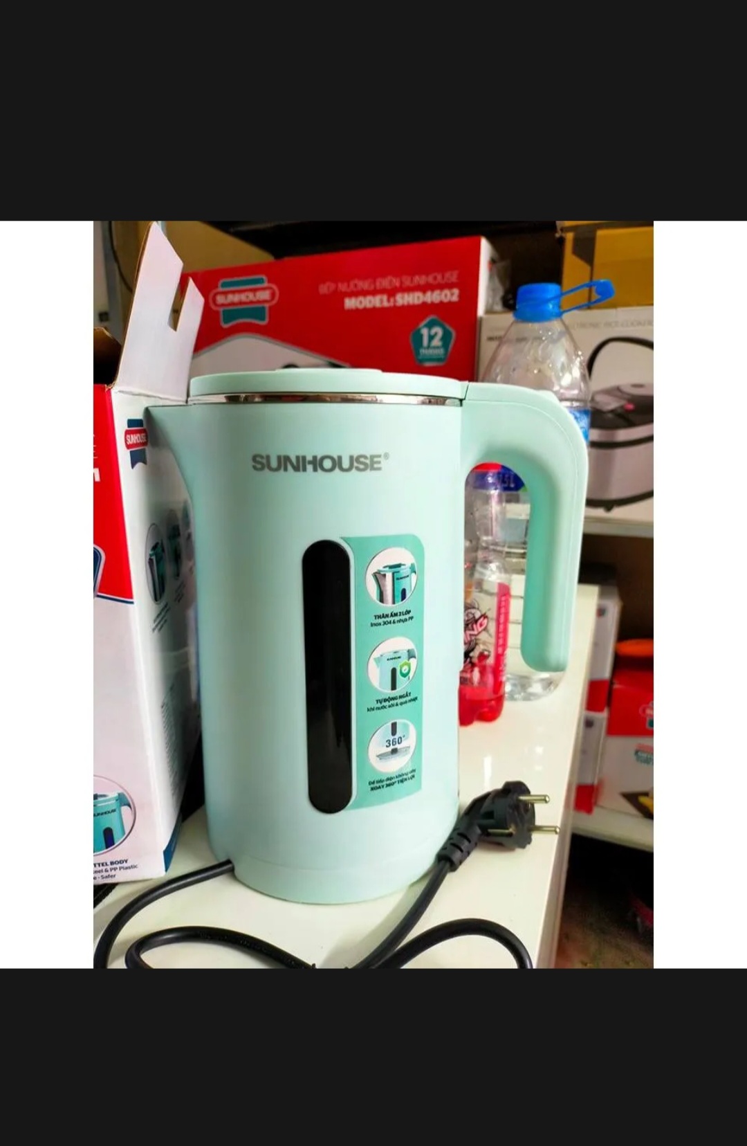 Ấm siêu tốc inox 2 lớp sunhouse 1,8l shd1351_ hàng mới chính hãng _giá rẻ.