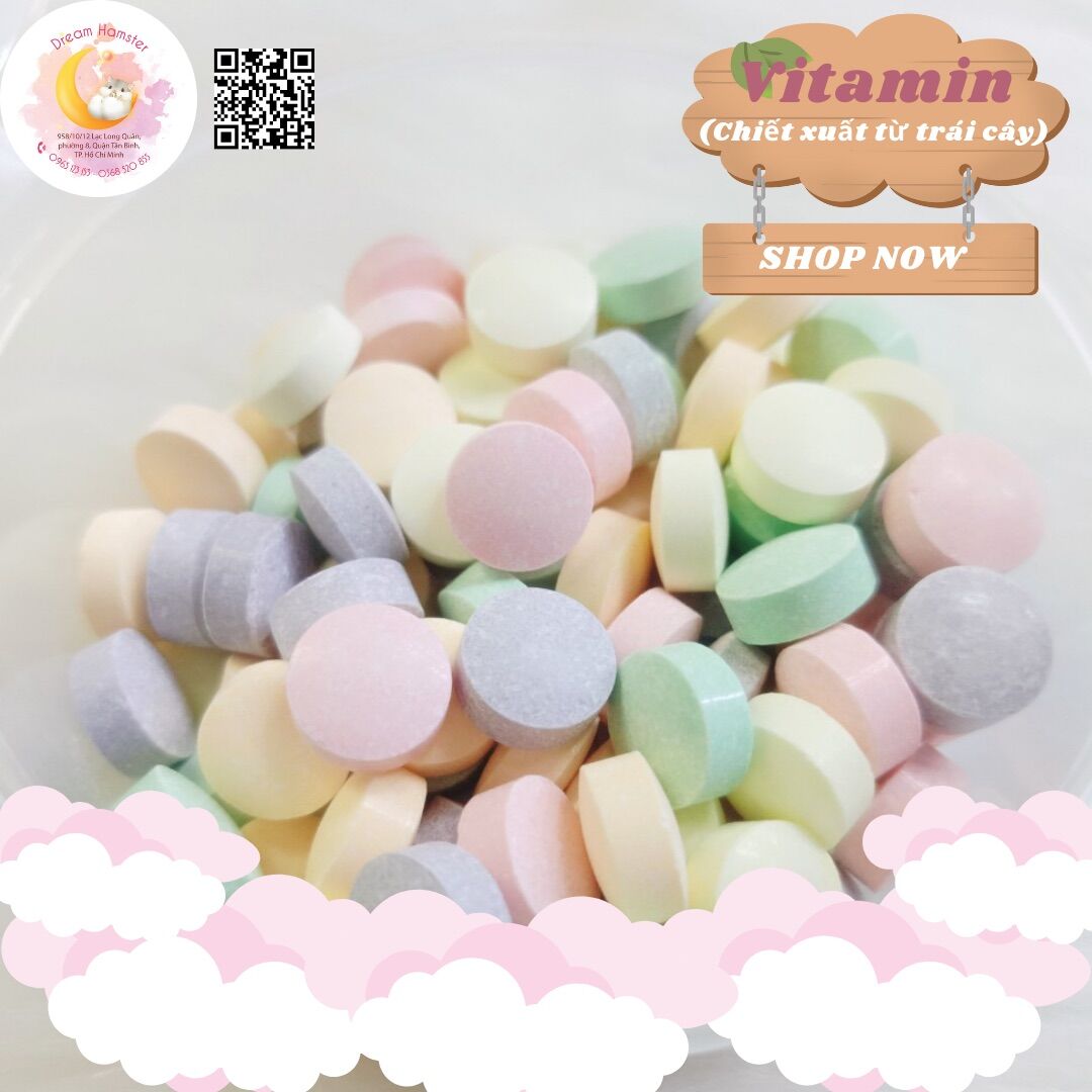 Kẹo vitamin trái cây hamster, thỏ, bọ, Chinchillas và các động vật nhỏ khác