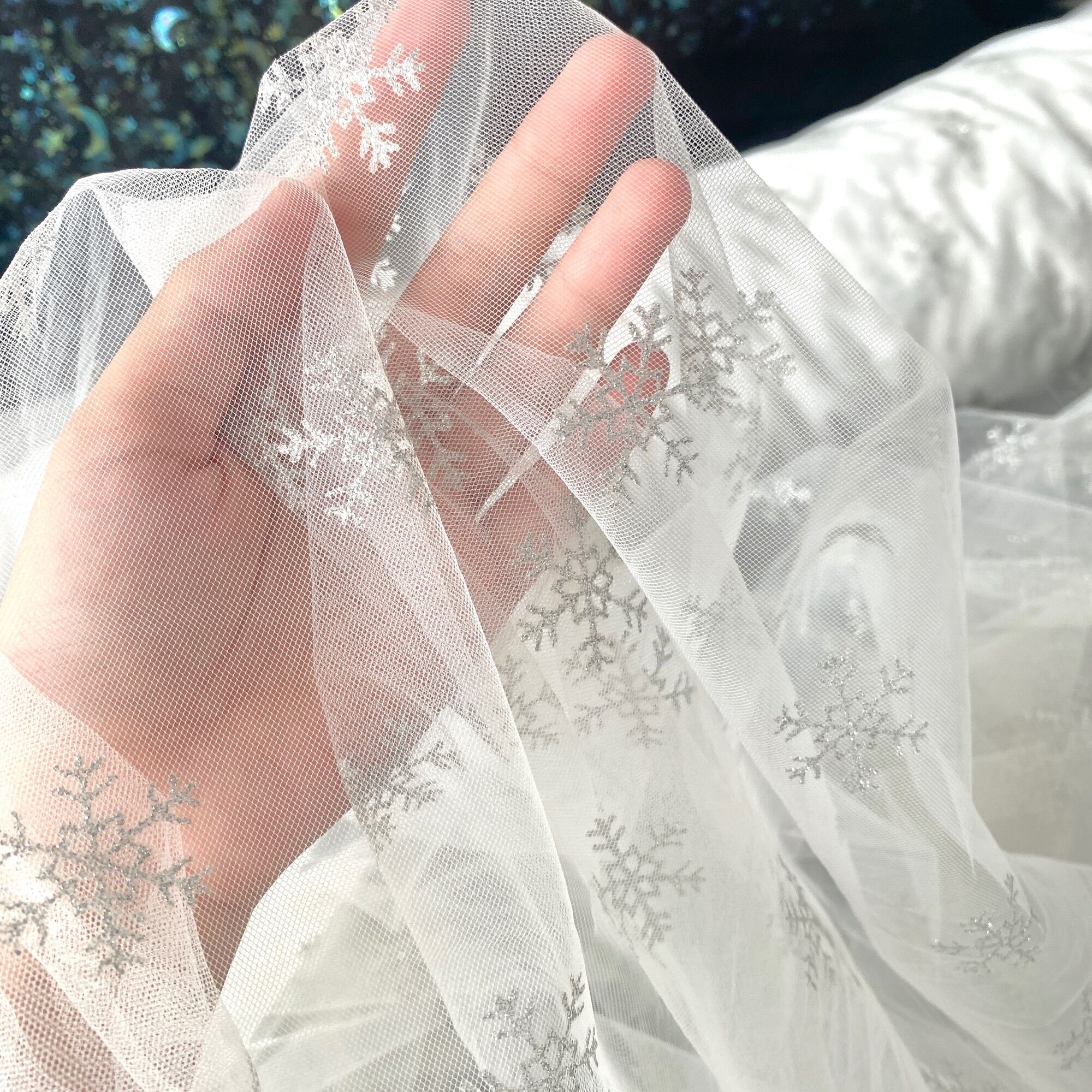 Lưới Tutu Mềm In Bông Tuyết Lấp Lánh