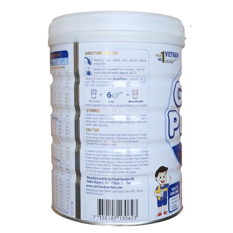 [HCM]Sữa Bột Nutifood GrowPlus Trắng 850g ( Từ 2 tuổi trở lên )