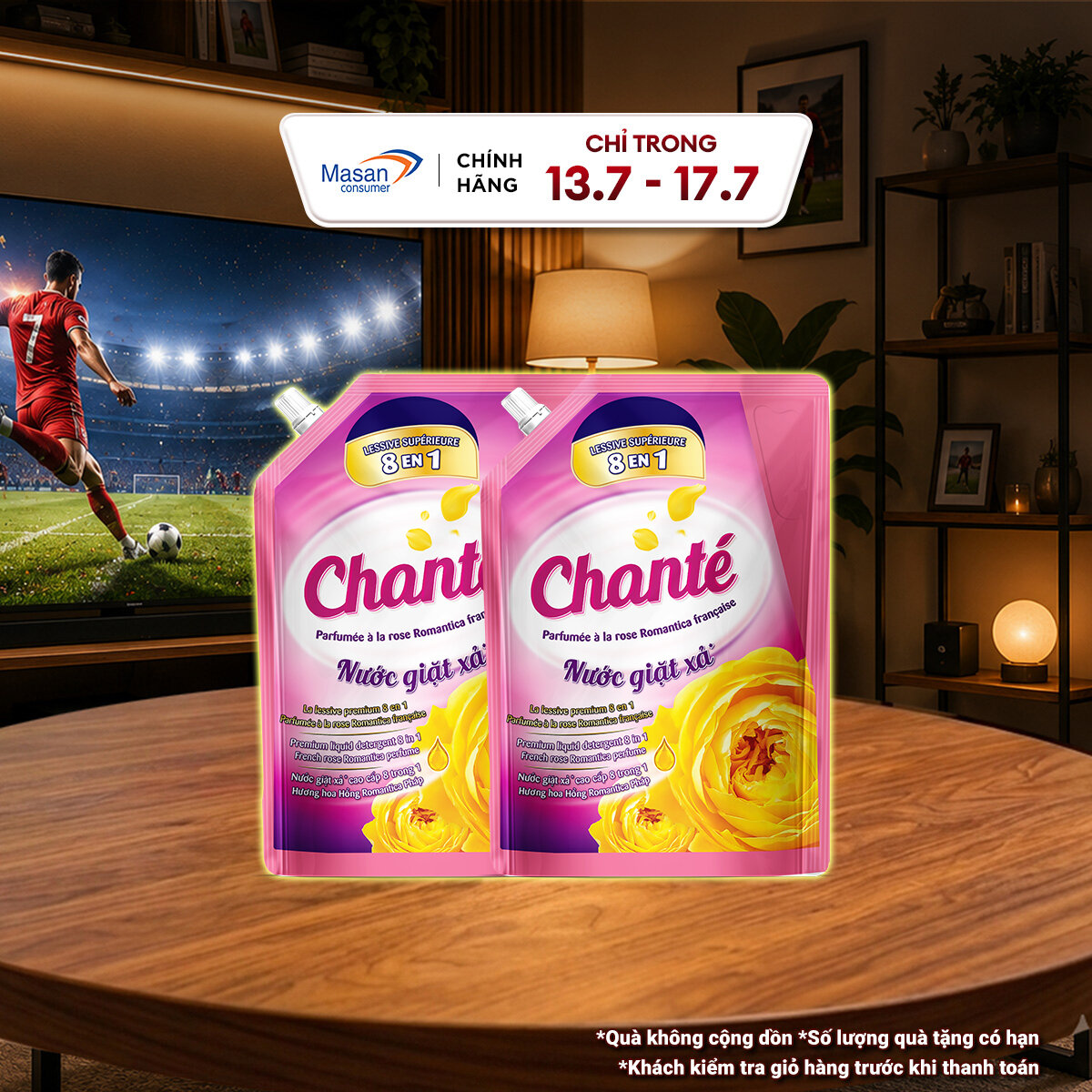 Combo 2 Nước Giặt Xả Chanté Cao Cấp 8 Trong 1 Túi X 3.4Kg/3.05KG
