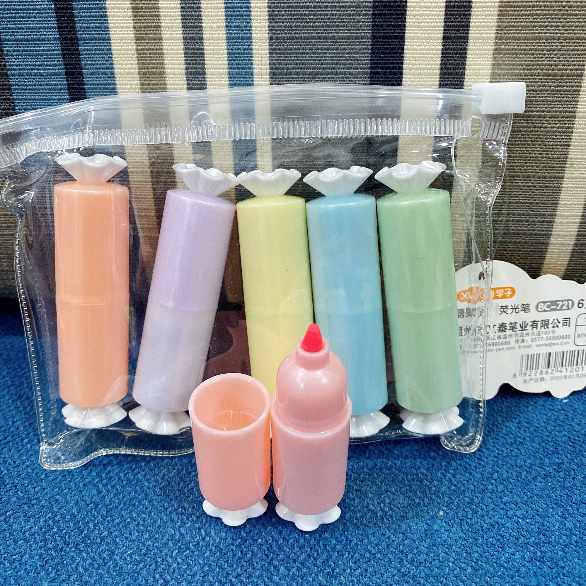 Combo 6 cây bút dạ quang 6 màu kẹo candy xuczi bc721