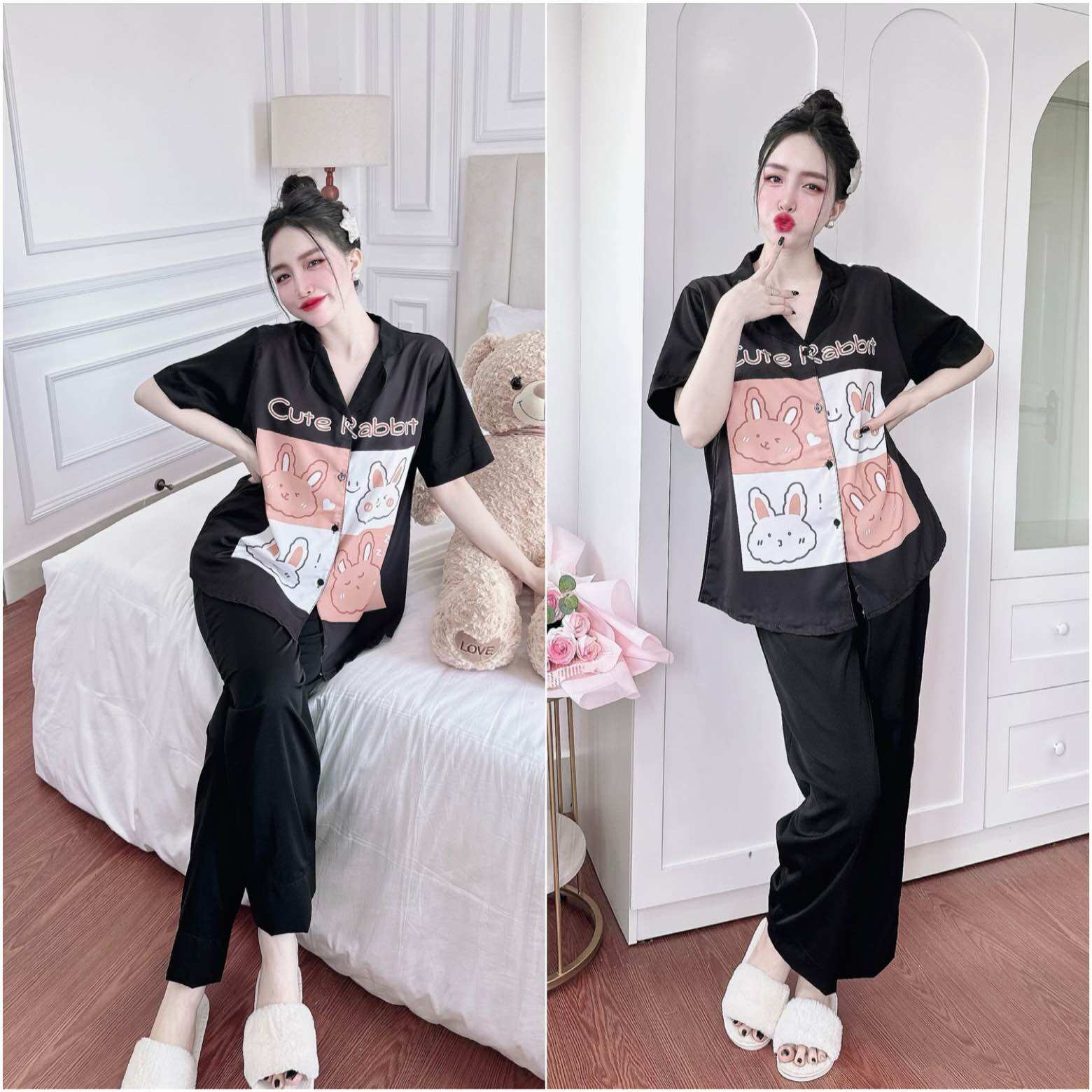 (50-100kg)Bigsize Đồ Bộ Lụa Mango In 5D Cao Cấp - Hàng Chuẩn Size