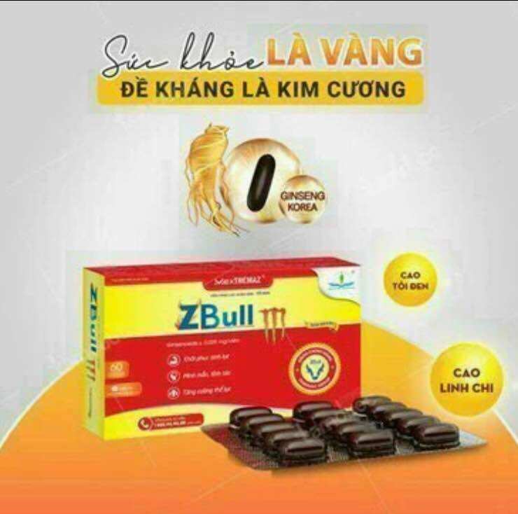 Viên tăng lực nhân sâm tỏi đen zbull m- hộp 60 viên