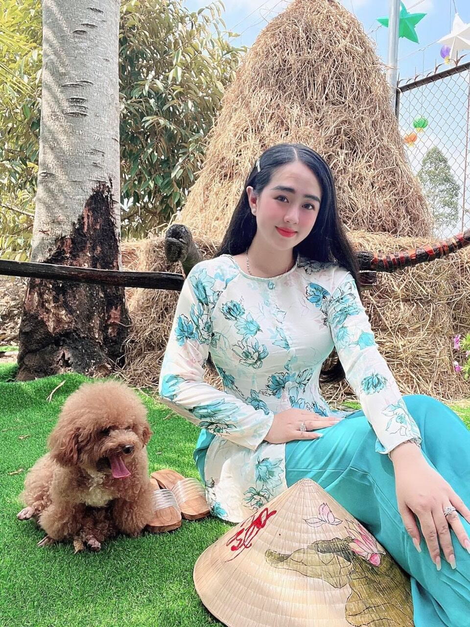 Bộ bà ba cổ tròn đính ngọc/ Sét bà ba cổ tròn