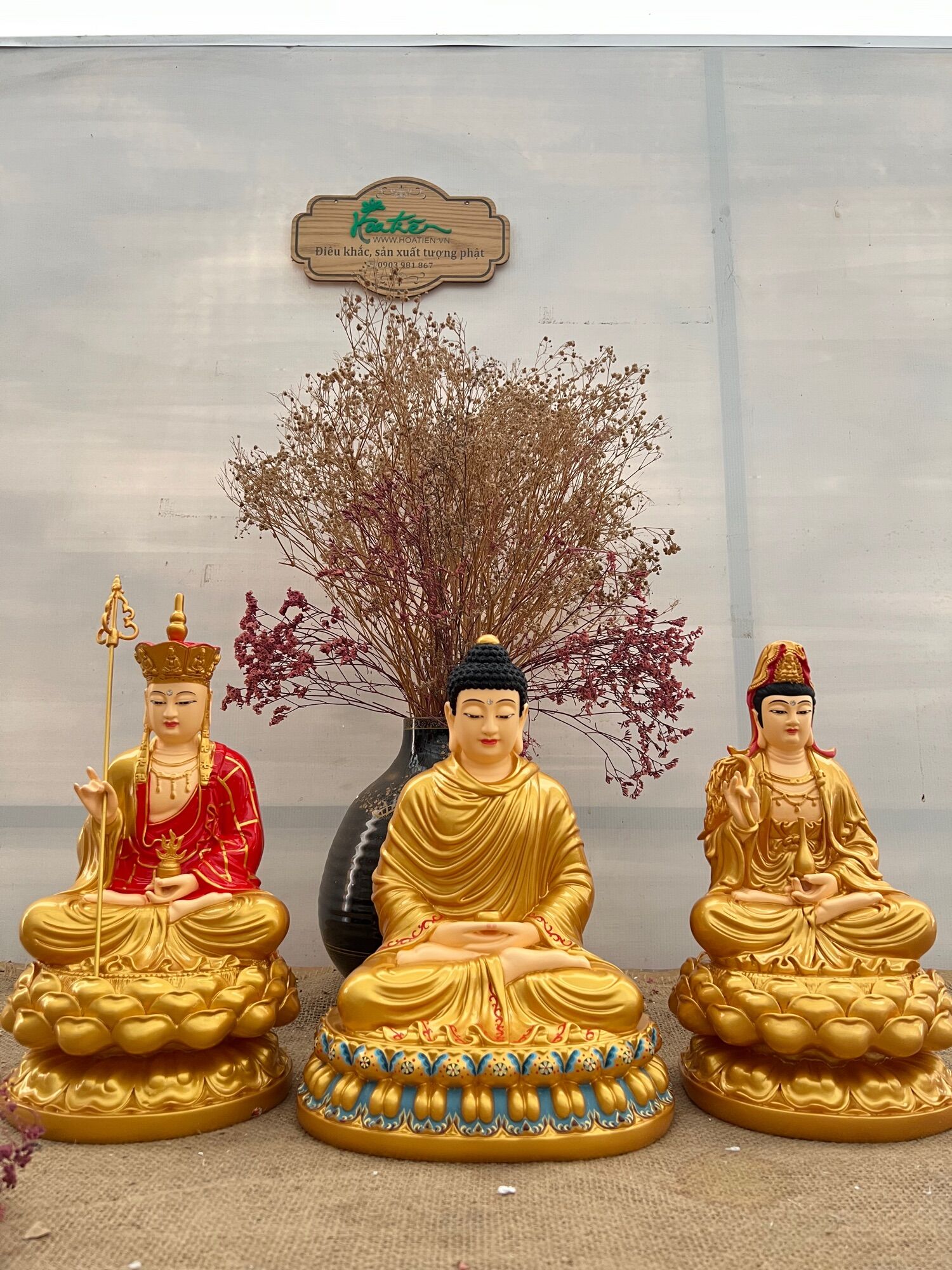 [HCM]Bộ tượng Tam Thế Phật/Ta Bà ngồi 30cm