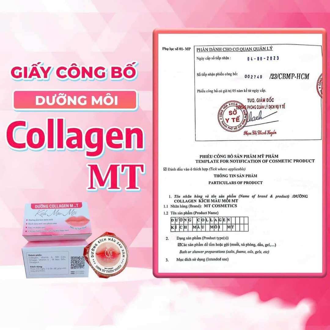 DƯỠNG MÔI COLLAGEN M_T - KÍCH MÀU MÔI. Khử thâm môi, dưỡng ẩm mềm môi, kích màu sau phun xăm, đặc  & chống thâm môi