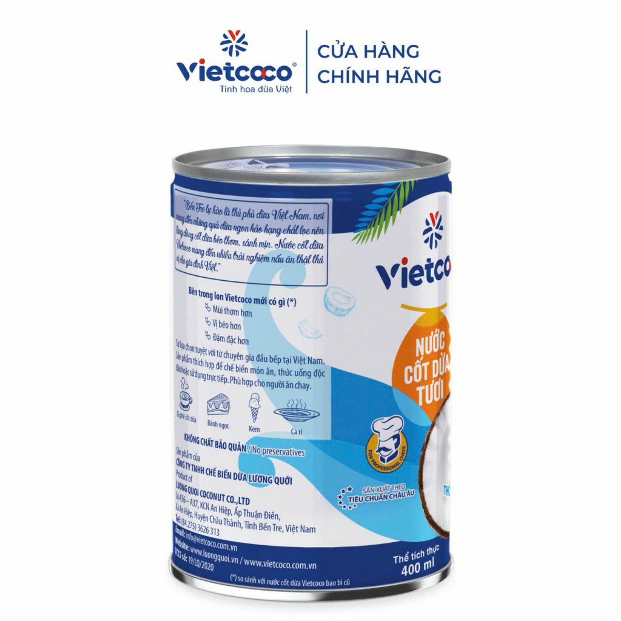 1 Lon nước cốt dừa tươi vietcoco 400ml, Date mới