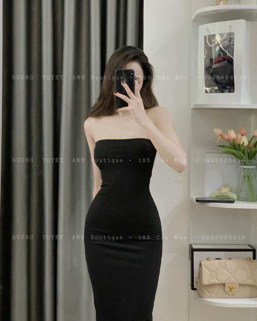 Đầm ống cúp ngực tăm trung
