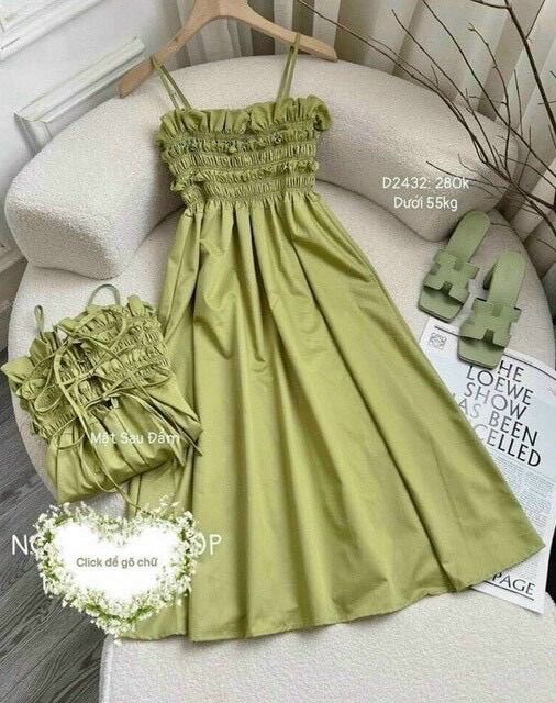 (SHOP TÁO ĐỎ BIGSIZE 50kg đến 90kg) đầm maxi 2 dây chun ngực
