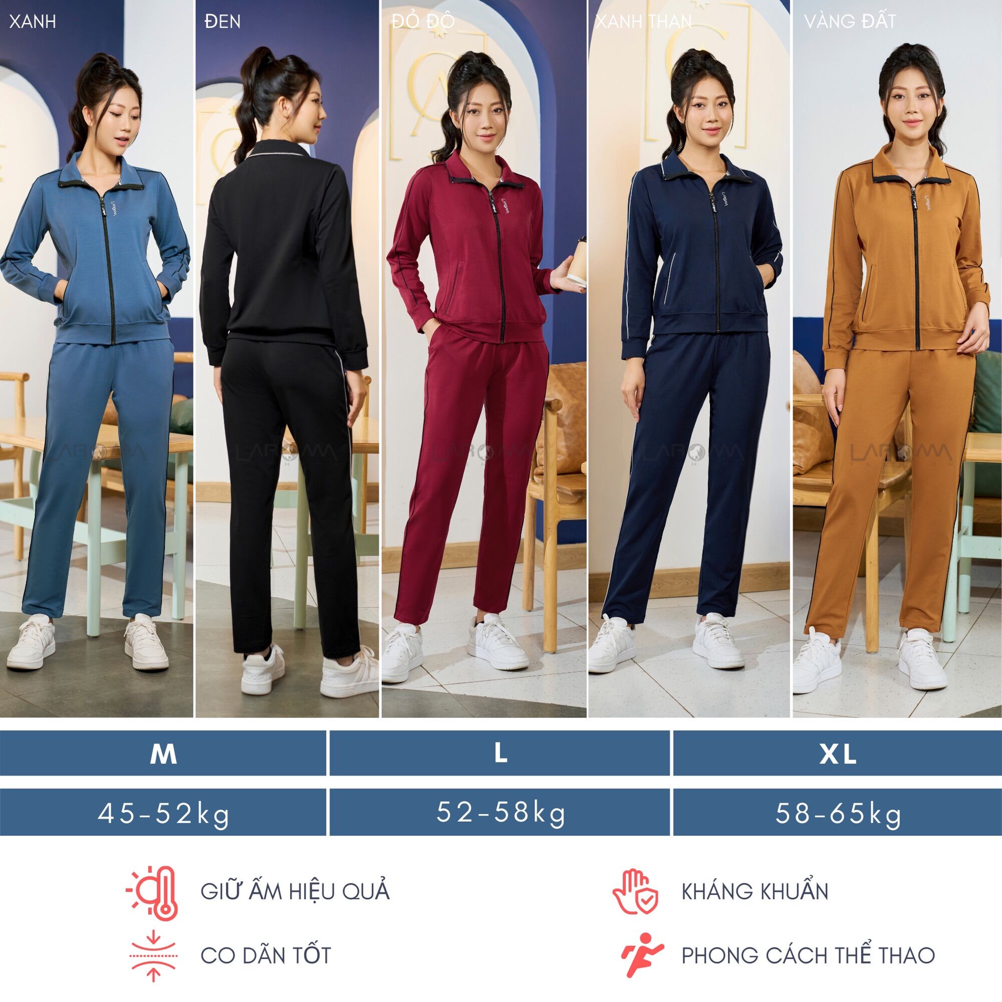 Bộ nỉ Nữ Laroma Kéo Khoá chất nỉ da cá