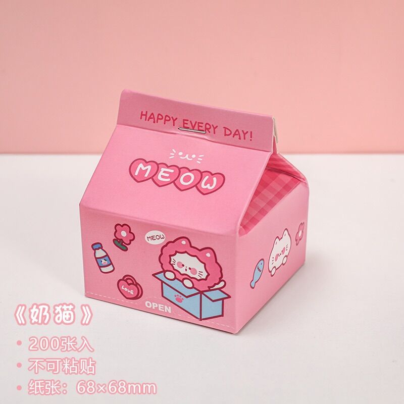 Giấy note giấy ghi chú hộp sữa nhiều hình đáng yêu , hoạt hình đáng yêu