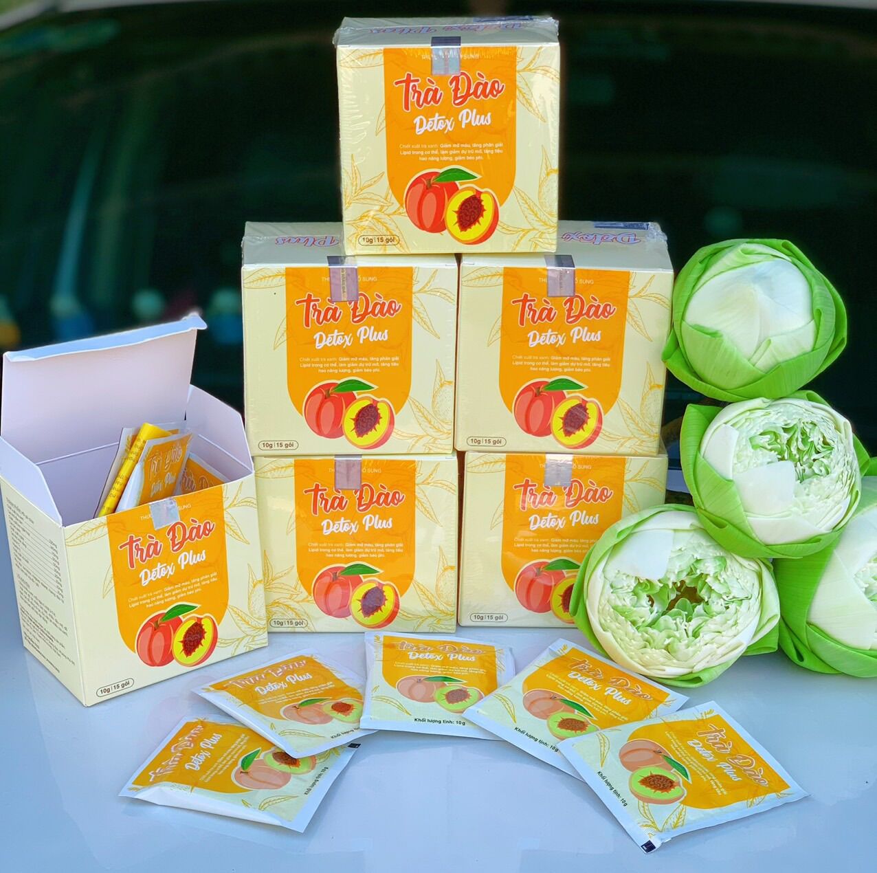 Trà đào detox plus. Hộp 15 gói