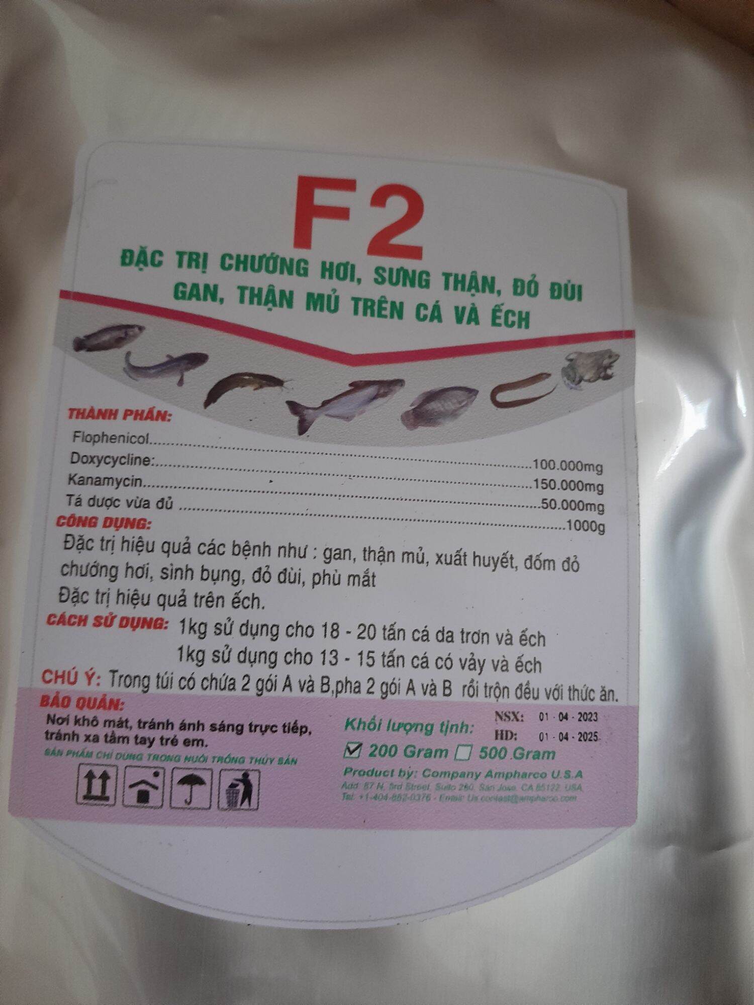 [Sản phẩm tốt]F2 - Chướng hơi, sưng thận, đỏ đùi,...trên lươn, cá, ếch