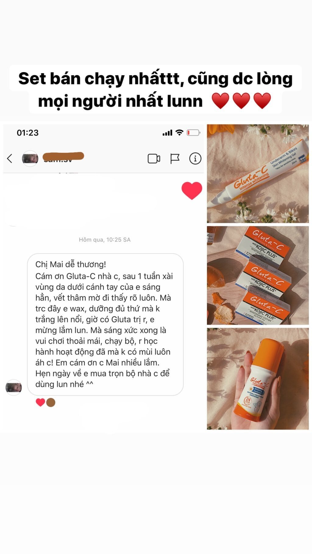Lăn khử mùi Gluta-C, mờ thâm, dưỡng trắng da (chính hãng)
