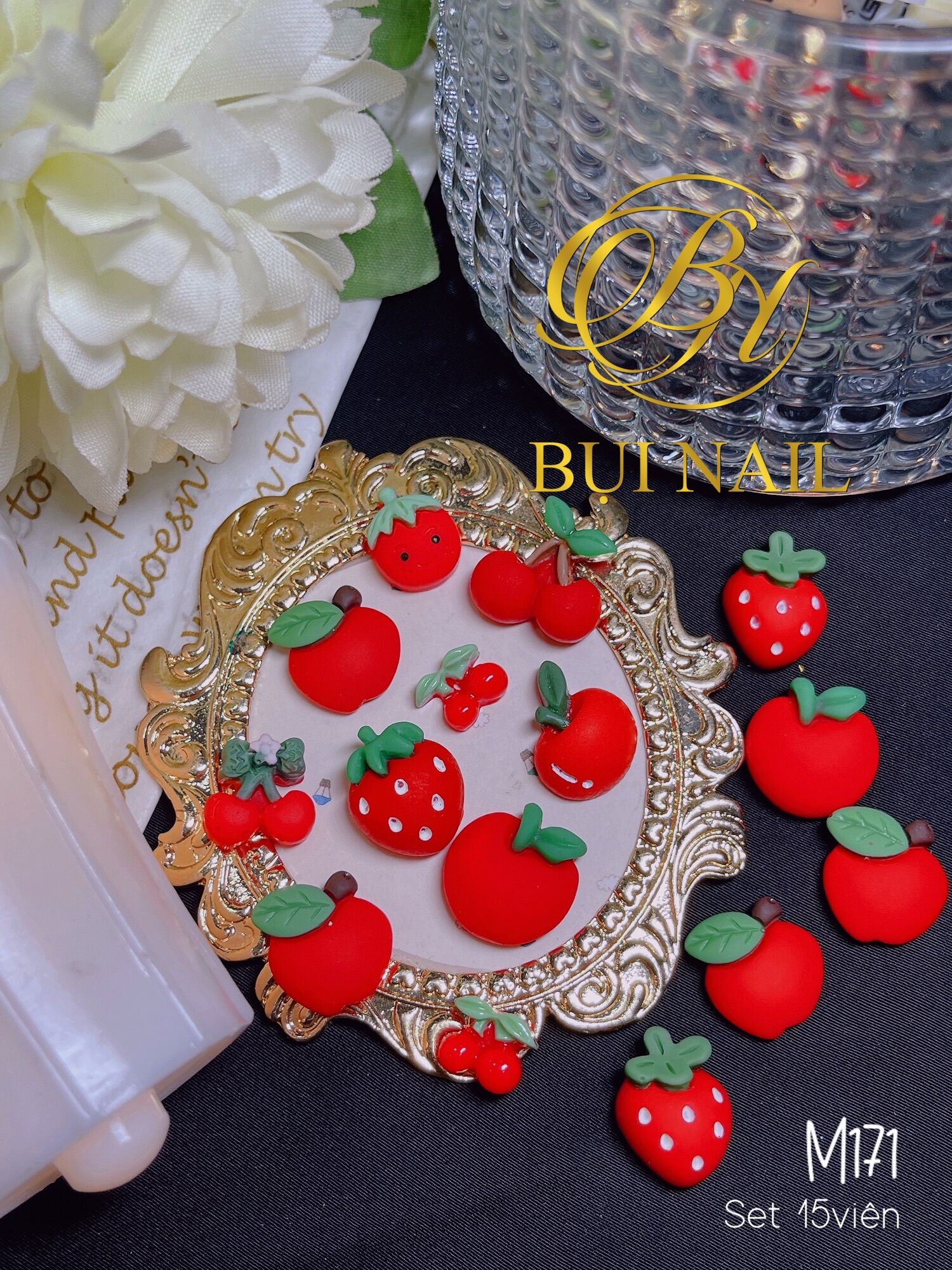 Charm dâu cherry m171 set 15viên
