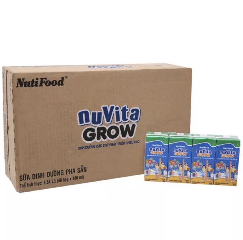 Thùng 48 Hộp Sữa Dinh Dưỡng Pha Sẵn Nuvita Grow