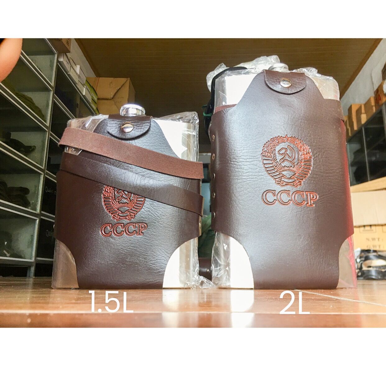 Bình tông, bi đông inox bao da cccp đựng rượu, nước hàng dày loại 1