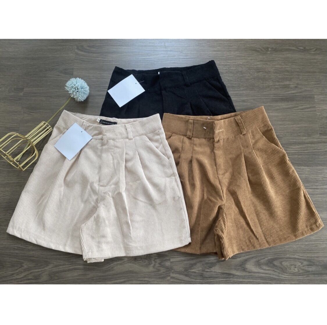 Quần Short Nhung Tăm Không Kèm Đai