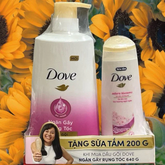 Dầu gội ngăn rụng tóc Dove 640g tặng sữa tắm 200g