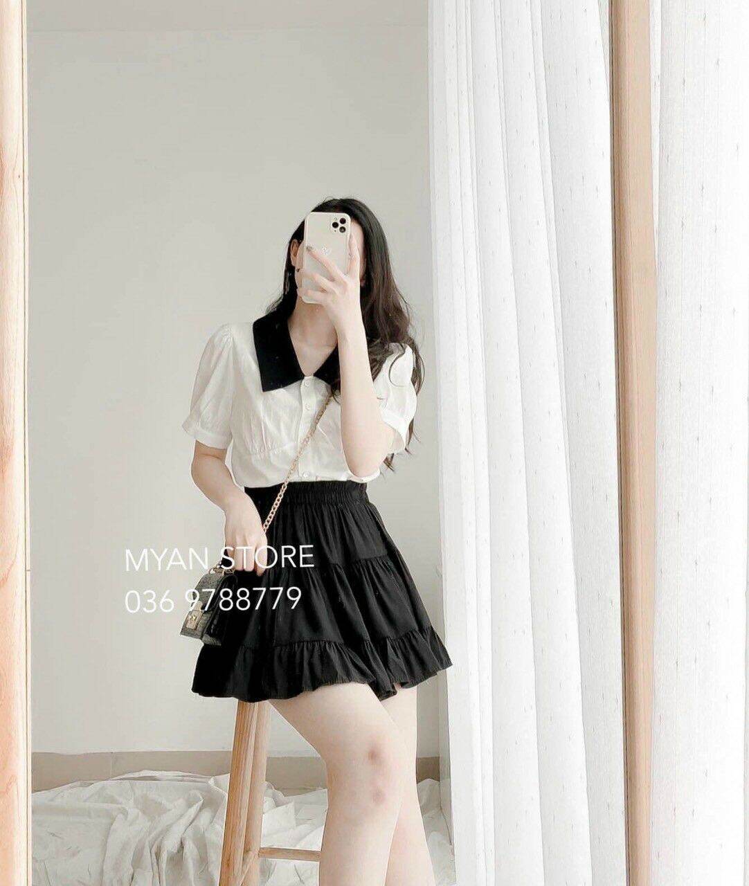Set áo tiểu thư chân váy dập ly