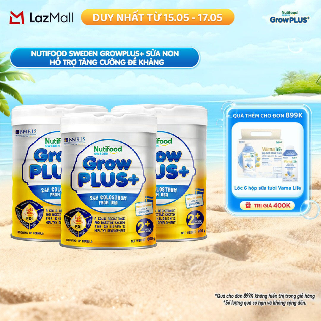 Combo 3 Sữa non GrowPLUS+ (vàng) - Hỗ trợ tăng cường đề kháng trên 2 tuổi Singapore tăng cường hệ miễn dịch và hấp thu chất dinh dưỡng (3lon x Lon 800g) - Grow Plus+