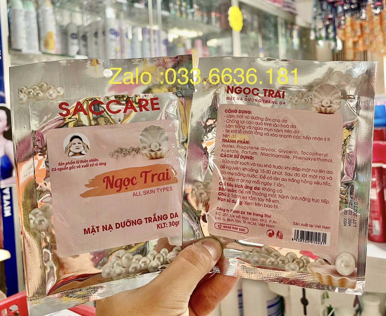 Mặt nạ ngọc Tr.ai saccare dưỡng trắng da