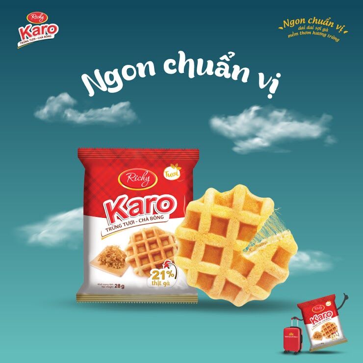 Bánh tươi Richy KARO chà bông bịch 6 chiếc (26g/chiếc)