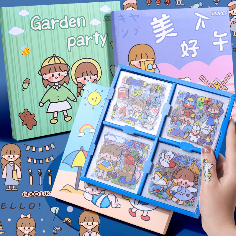 Hộp 100 Tấm Sticker dán trang trí không trùng hình