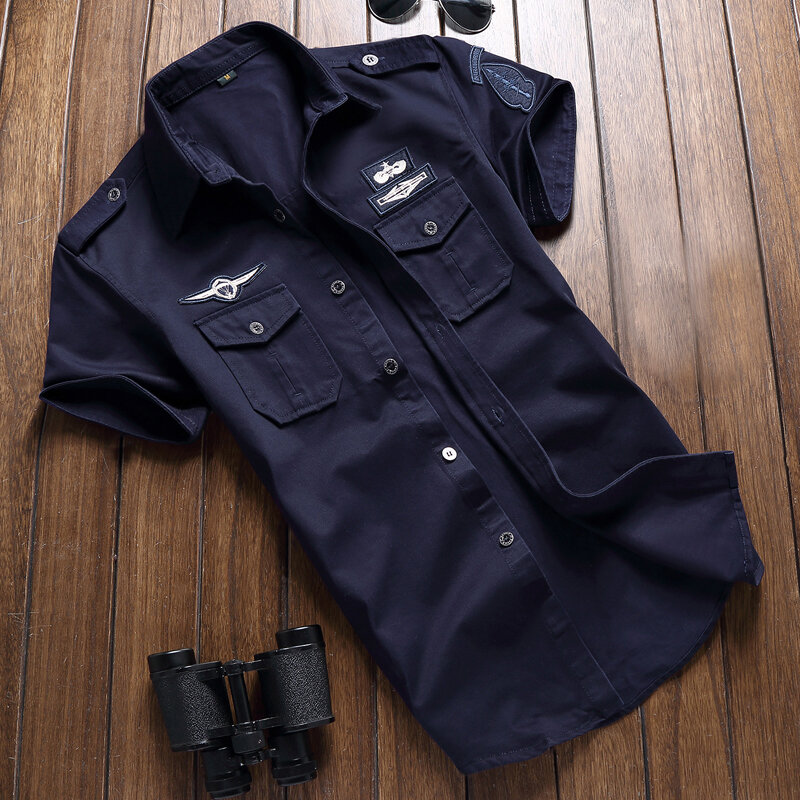 Thời Trang/ Phong Cách Áo Sơ Mi Ngắn Tay Mùa Hè Dành Cho Doanh Nhân Không Quân Áo Sơ Mi Nửa Tay Nam Đồng Phục Mặc Ngoài Trời Của Ý Quân Đội Chống Nhăn Áo Khoác