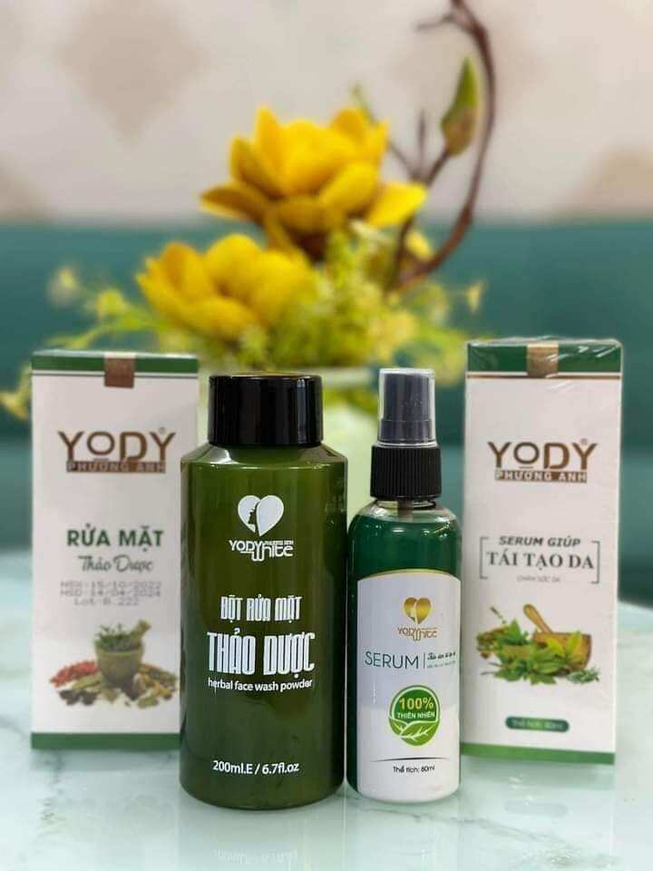 (Chính hãng) Combo serum tái tạo da Yody White Phương Anh (Serum tái tạo + Bột rửa mặt)